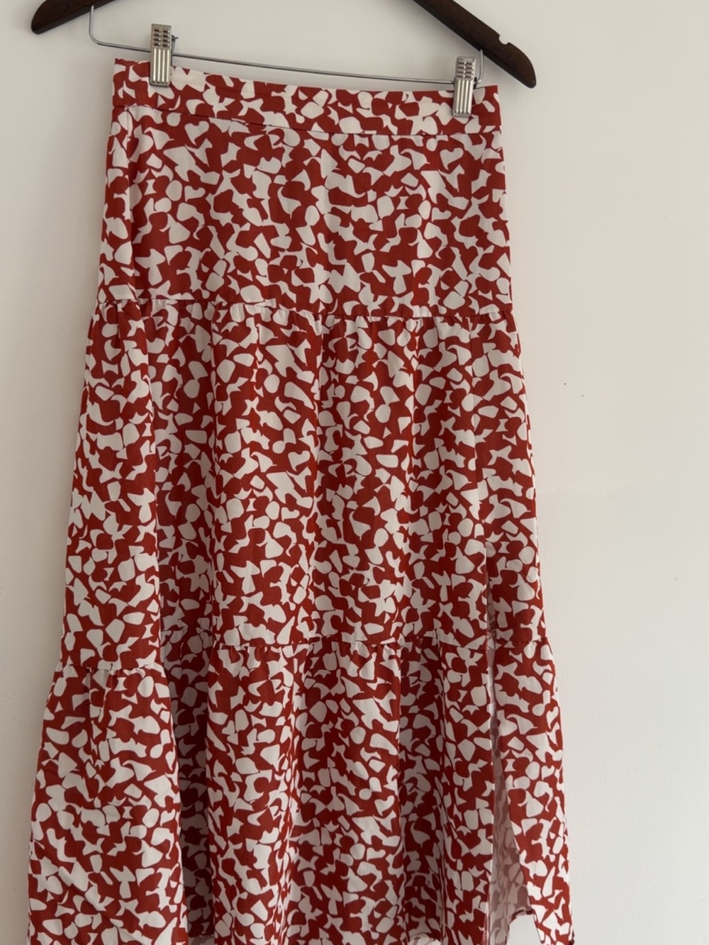 RW&CO. Rust & White Abstract Print Midi Skirt
